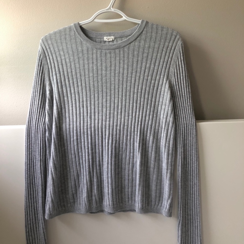 Garage: Light Grey Ribbed Long-sleeve